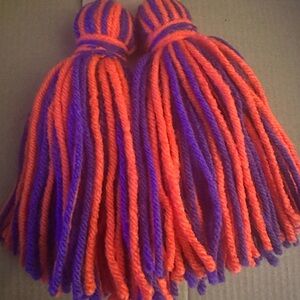 Vibrant Orange and Purple Tassel Earrings